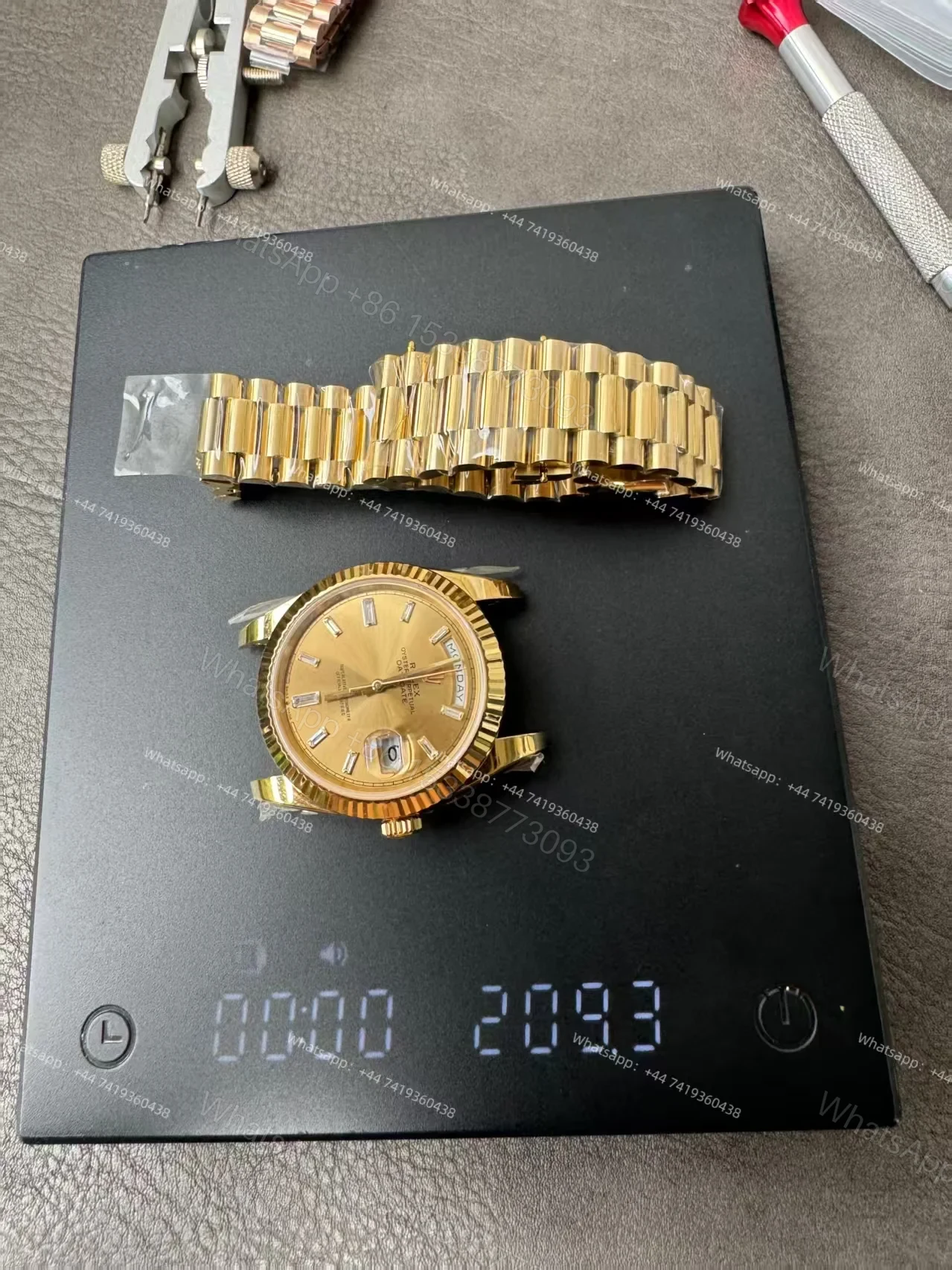 View 2 of Rolex Day-Date M228238-0005 1:1 Replica Gold Diamond Dial 40MM 3255 Movement Presidential Bracelet Super Clone Watch