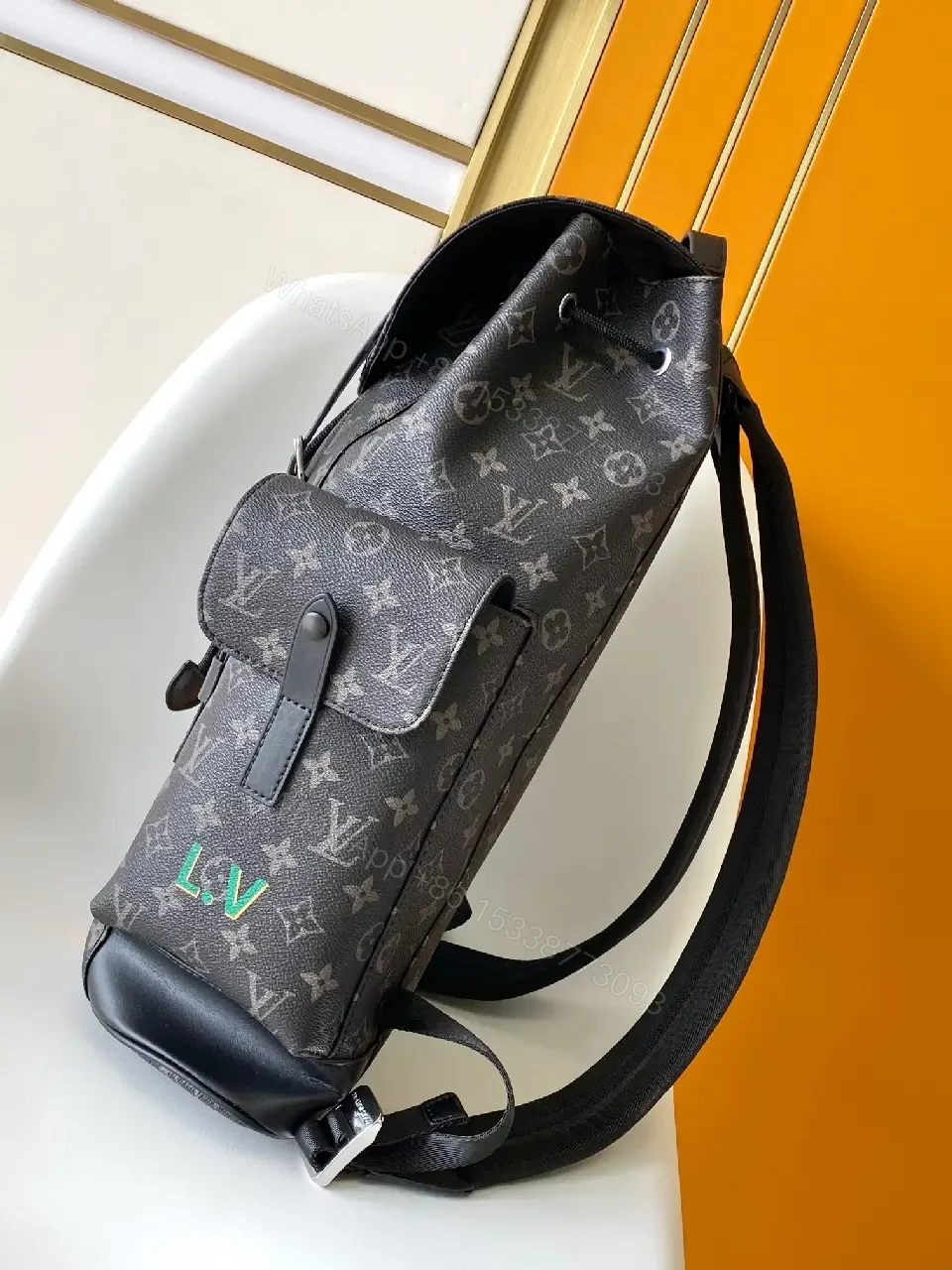 View 4 of Patterned Luxury Backpack with Signature Stripe: All-Day Style