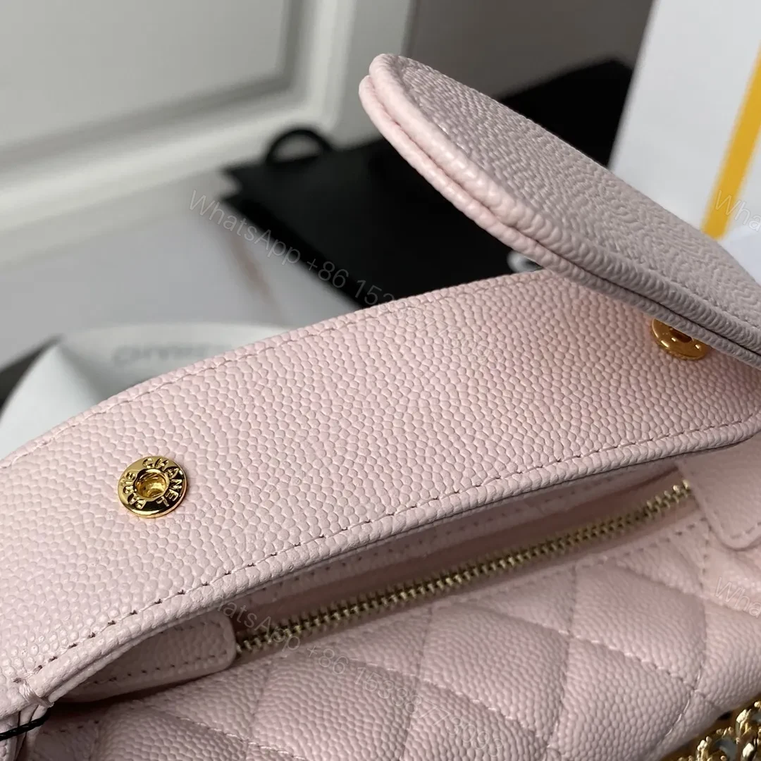 View 4 of Chanel mini gold chain bag, light pink CN628