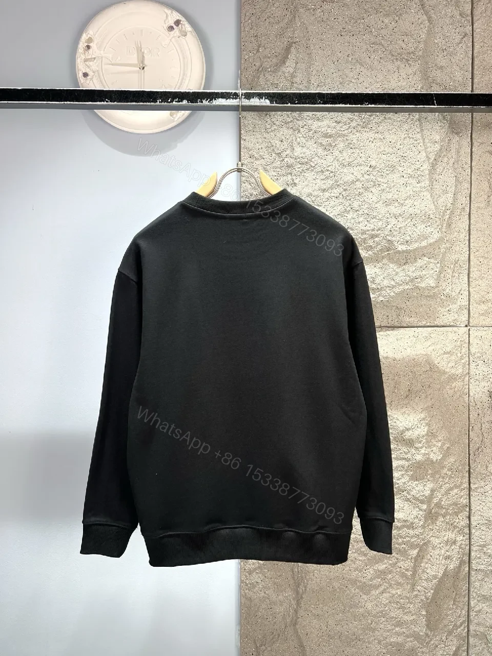 View 9 of Bold Black Sweatshirt - Premium Fleece Crewneck, Graphic Logo, Everyday Luxe