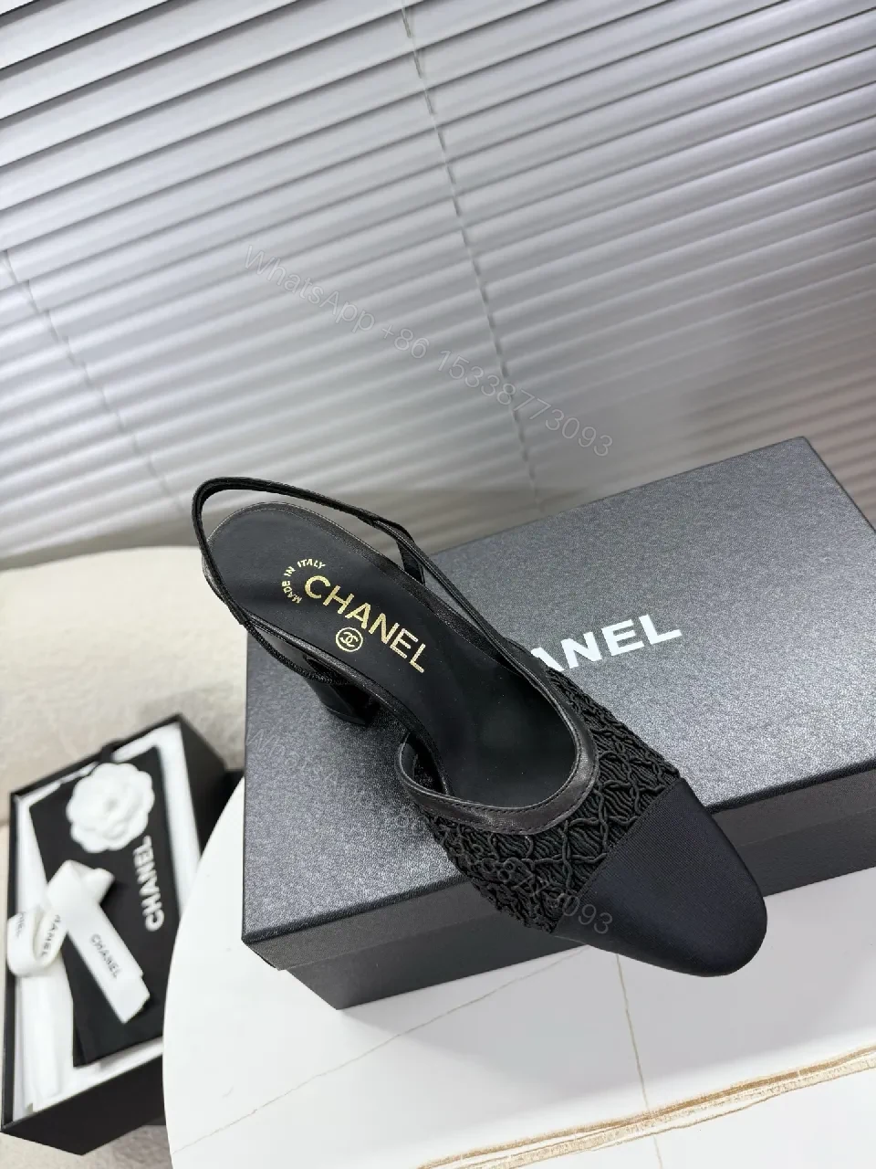View 7 of Textured Knit Slingback Flats with Satin Cap Toe