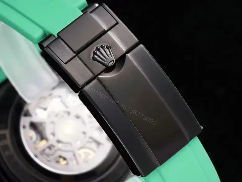 View 9 of Best Rolex Daytona Skeleton Green replica 40MM Mint Rubber Strap Carbon Edition ROLEX-DAYTONA-SKEL-GRN-RUB-40
