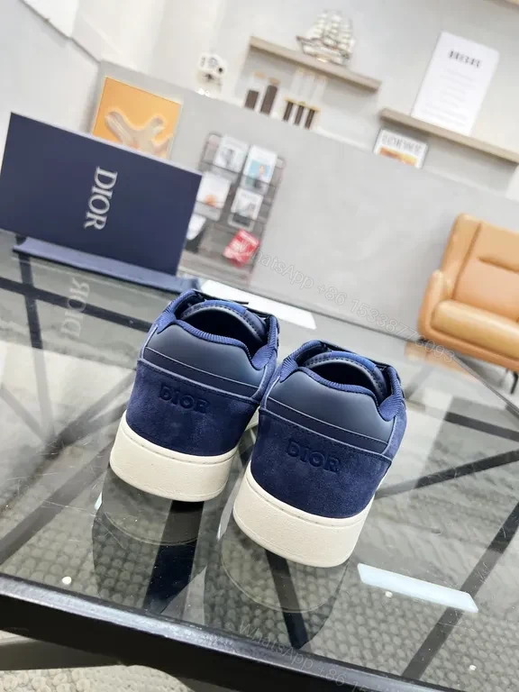 View 4 of Soft-Blend Navy Suede Sneakers with Monogram Detailing, Luxury Style