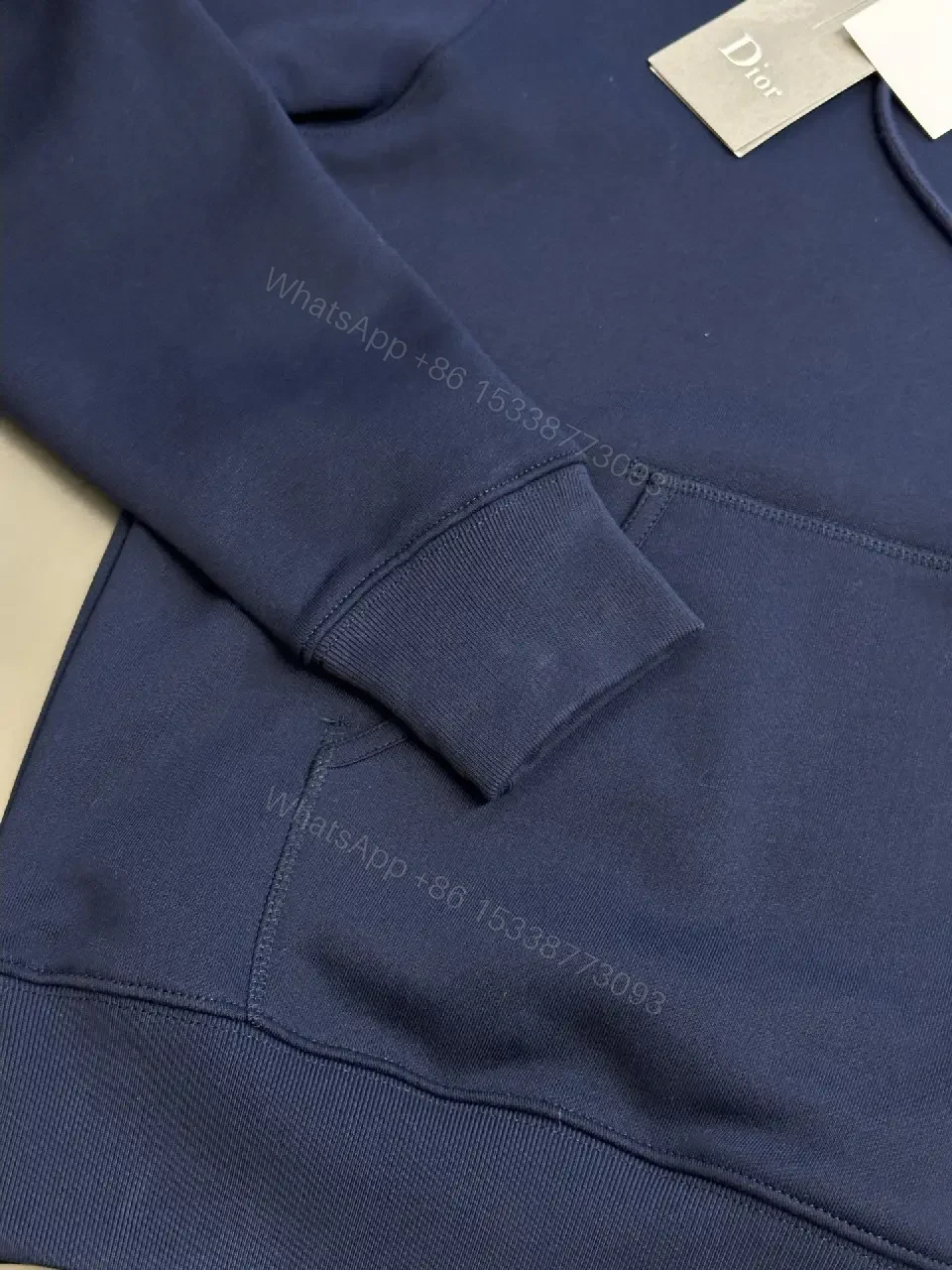 View 3 of Navy Luxe Hoodie: Premium Knit, Subtle Dior Branding