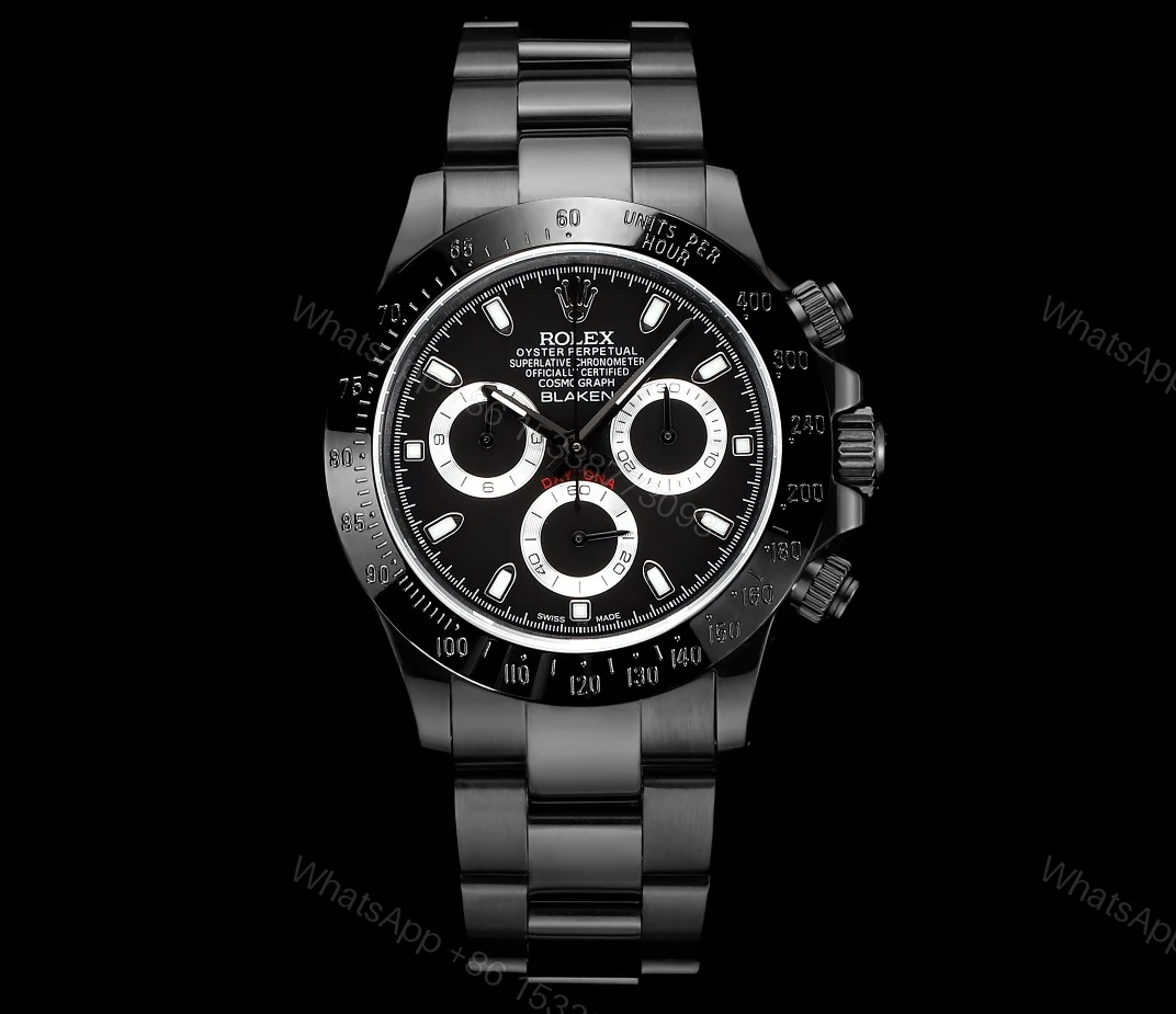 Rolex 高仿 男款 Daytona 黑面鋼帶計時腕錶 經典運動商務款 — view 1