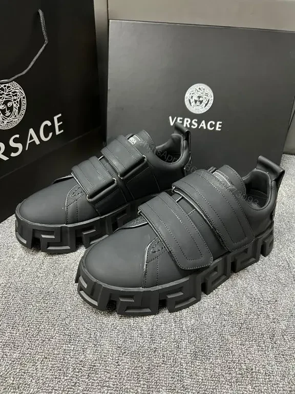 View 4 of Versace Black Calf Leather High-Tops with Dual Velcro Straps