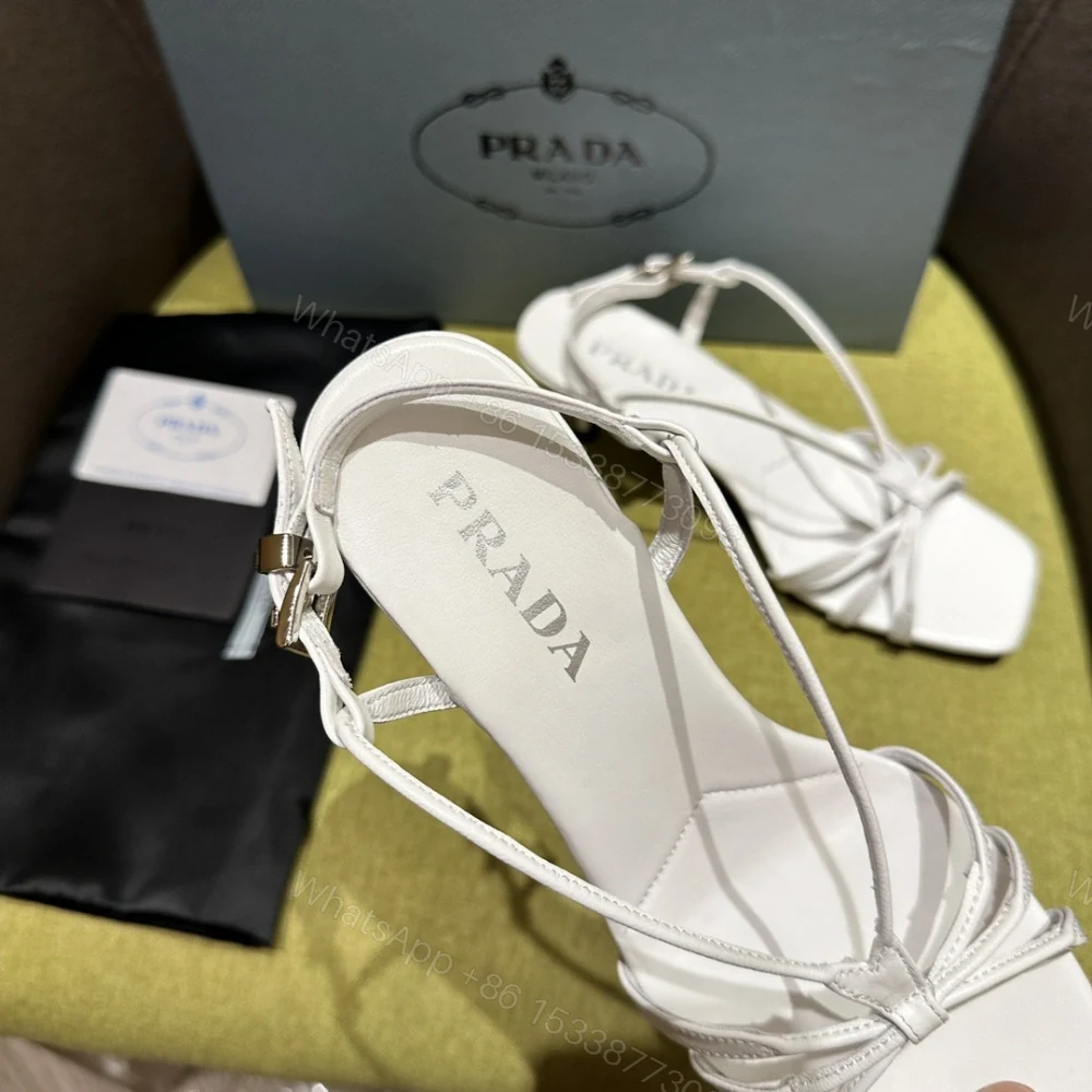 View 7 of 高仿Prada*1X504A方頭一字中踭涼鞋5.5CM白色免檢版