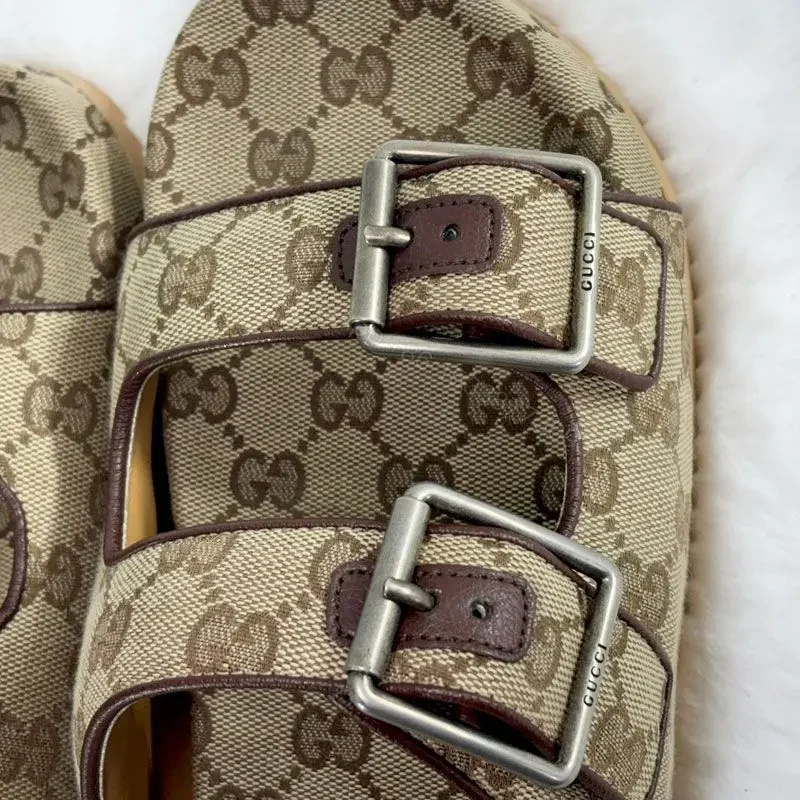 View 6 of GUCCI monogram canvas slide sandals