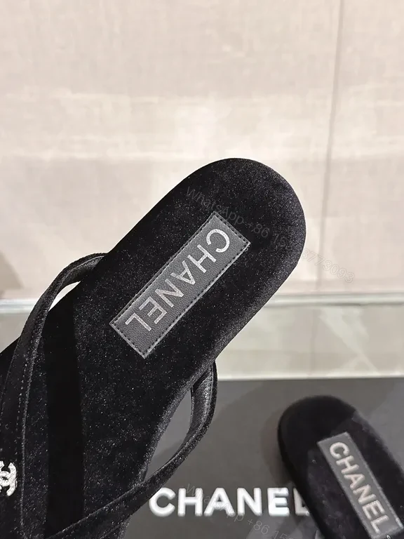 View 8 of Chic Velvet Slip-On Sandals with Luxe Chanel-Inspired Flair