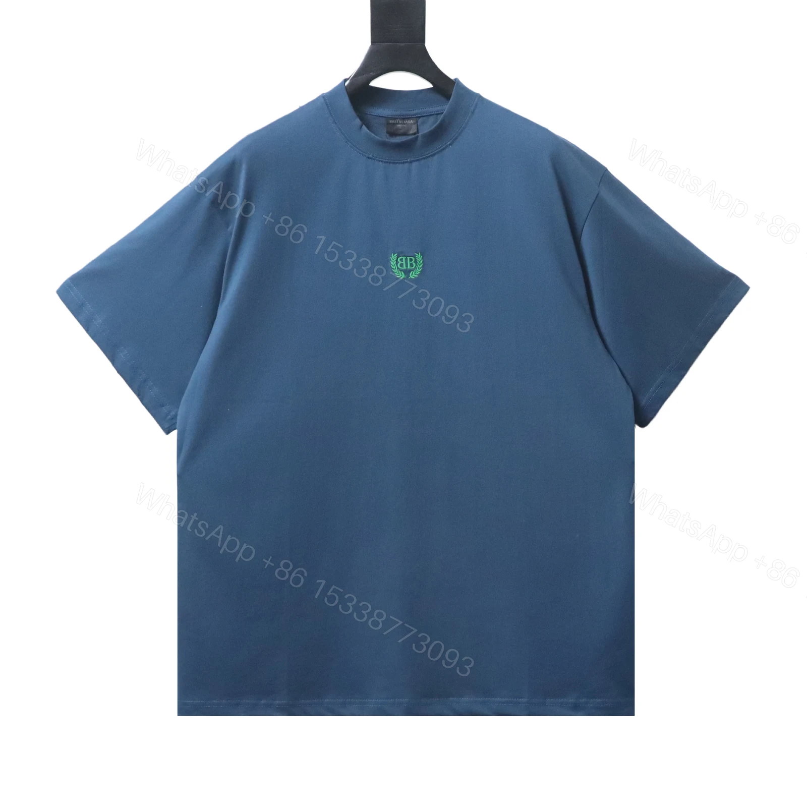 View 9 of Balenciaga Clothes 25SS Grain Wheat Embroidered Short Sleeve T-shirt blue