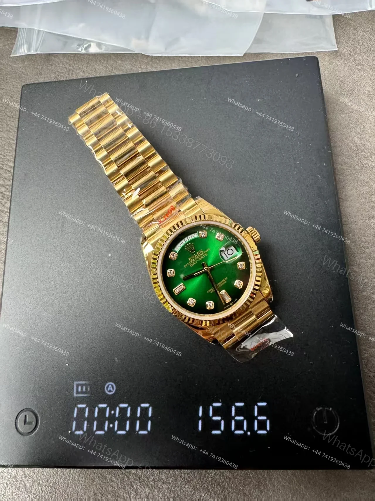 View 11 of Rolex Day-Date M128238-0069 1:1 Replica Diamond Green Gradient Dial 36MM 3255 Movement Presidential Bracelet Super Clone Watch