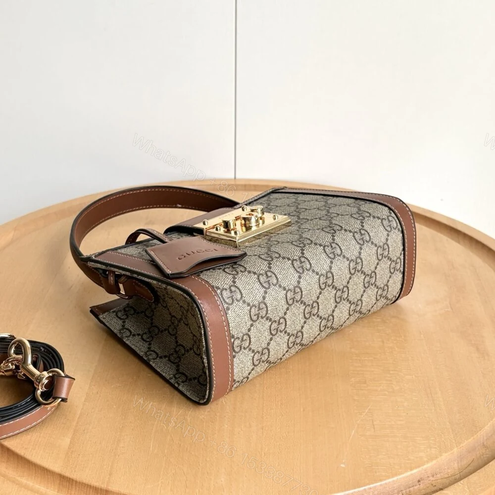 View 4 of Gucci Padlock Small Top Handle Bag Beige And Dark Brown 20Cm ‎‎841653 FAD6L 9758