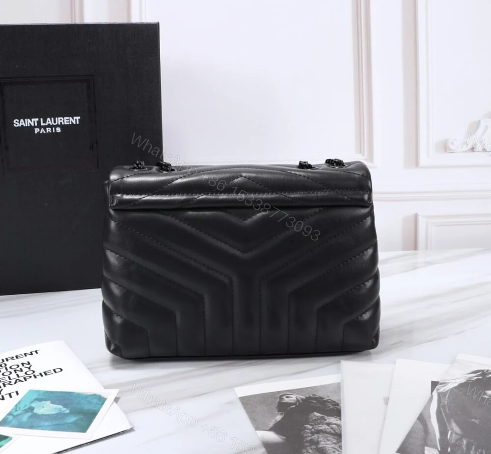 View 4 of Saint Laurent Loulou Small Chain Bag In Matelassé Y Black Noir 23Cm 494699DV7281000