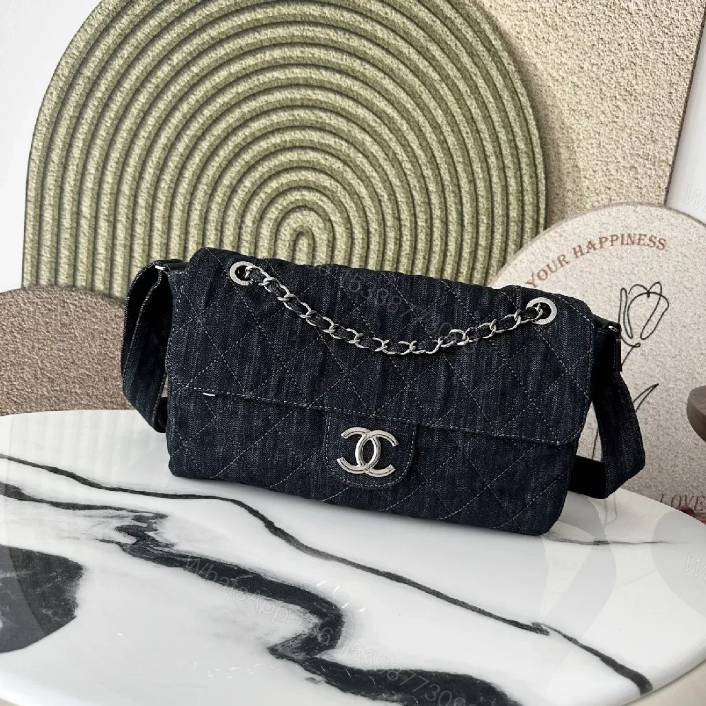 Dark Denim Quilted Chain Bag — Modern Luxe, Compact Style — view 1