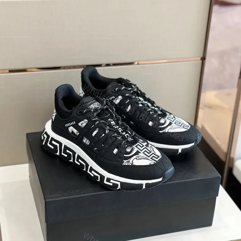View 8 of Versace Greca Black Leather Sneaker â€“ Luxe Streetwear