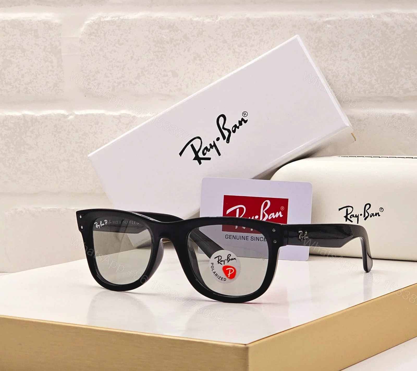 View 2 of Ray-Ban Wayfarer 2140 Black-Brown Polarized Acetate