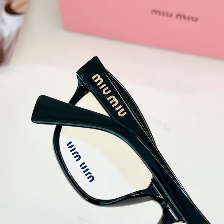 View 3 of Black Acetate Cat-Eye Eyewear â€“ Miu Miu Signature Detail