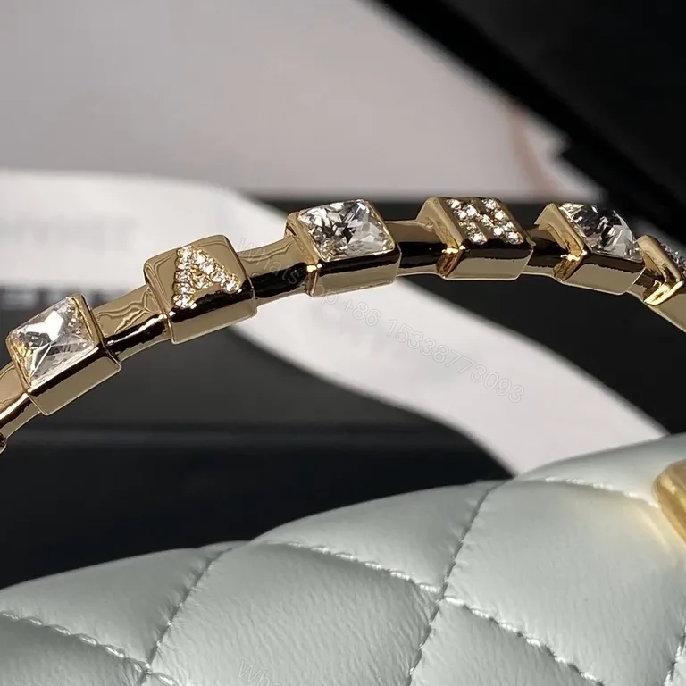 View 8 of Chanel-Inspired Quilted Mini Shoulder Bag with Gold Chain
