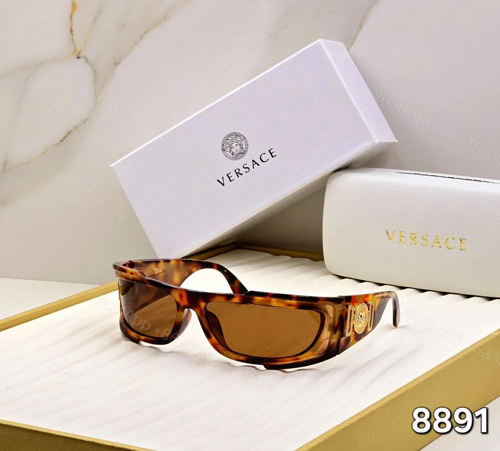 Versace 8891 Rectangular Sunglasses Black-Red — view 1