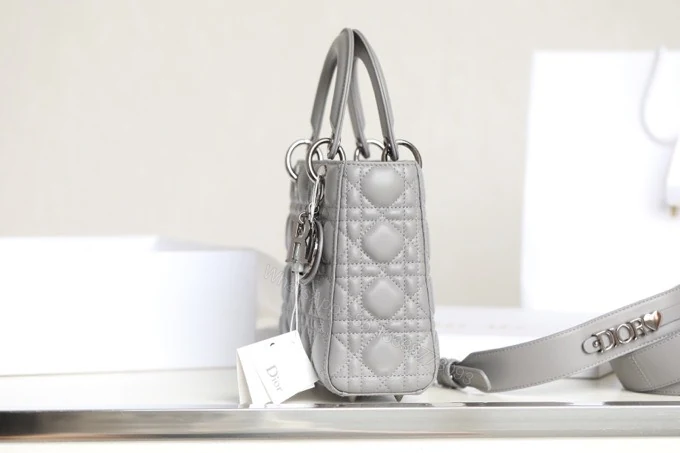 View 3 of Dior My Lady Rep 11 High-Quality Women’s Handbag Gray Glossy Leather 20x16cm