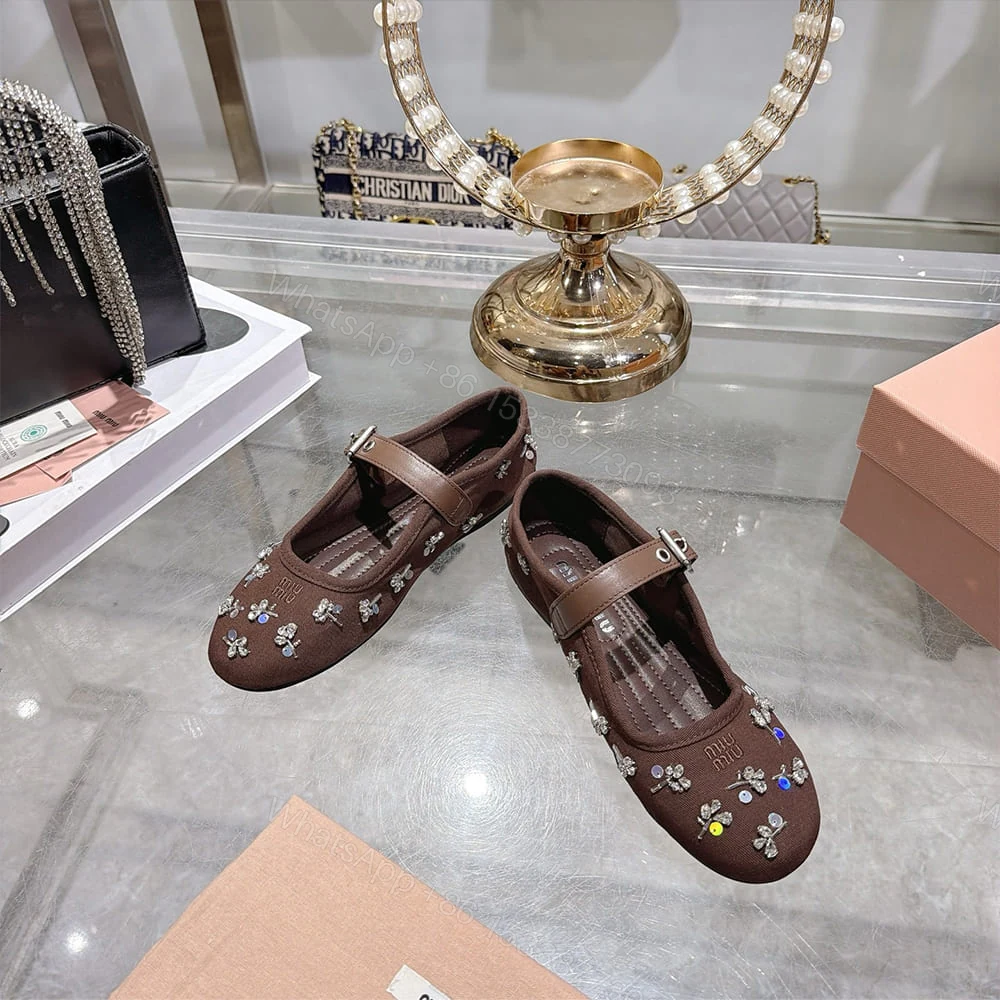 View 4 of MIUMIU Embroidered drill ballerinas 994012