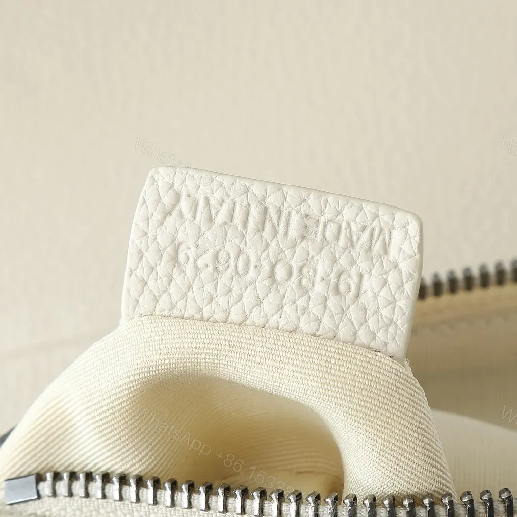 View 6 of Cream Textured Monogram Belt Bag - Minimalist, Versatile, Secure