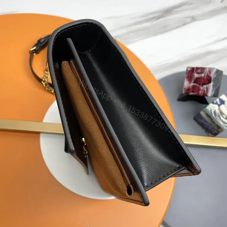 View 2 of Chic YSL Crossbody: Leather-Suede, Gold Logo, Luxe Everyday