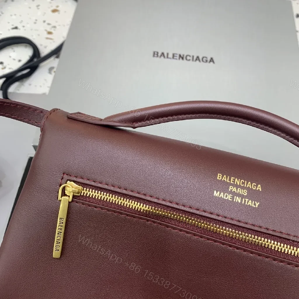 View 2 of Burgundy Calfskin Crossbody: Luxe, Structured, Compact