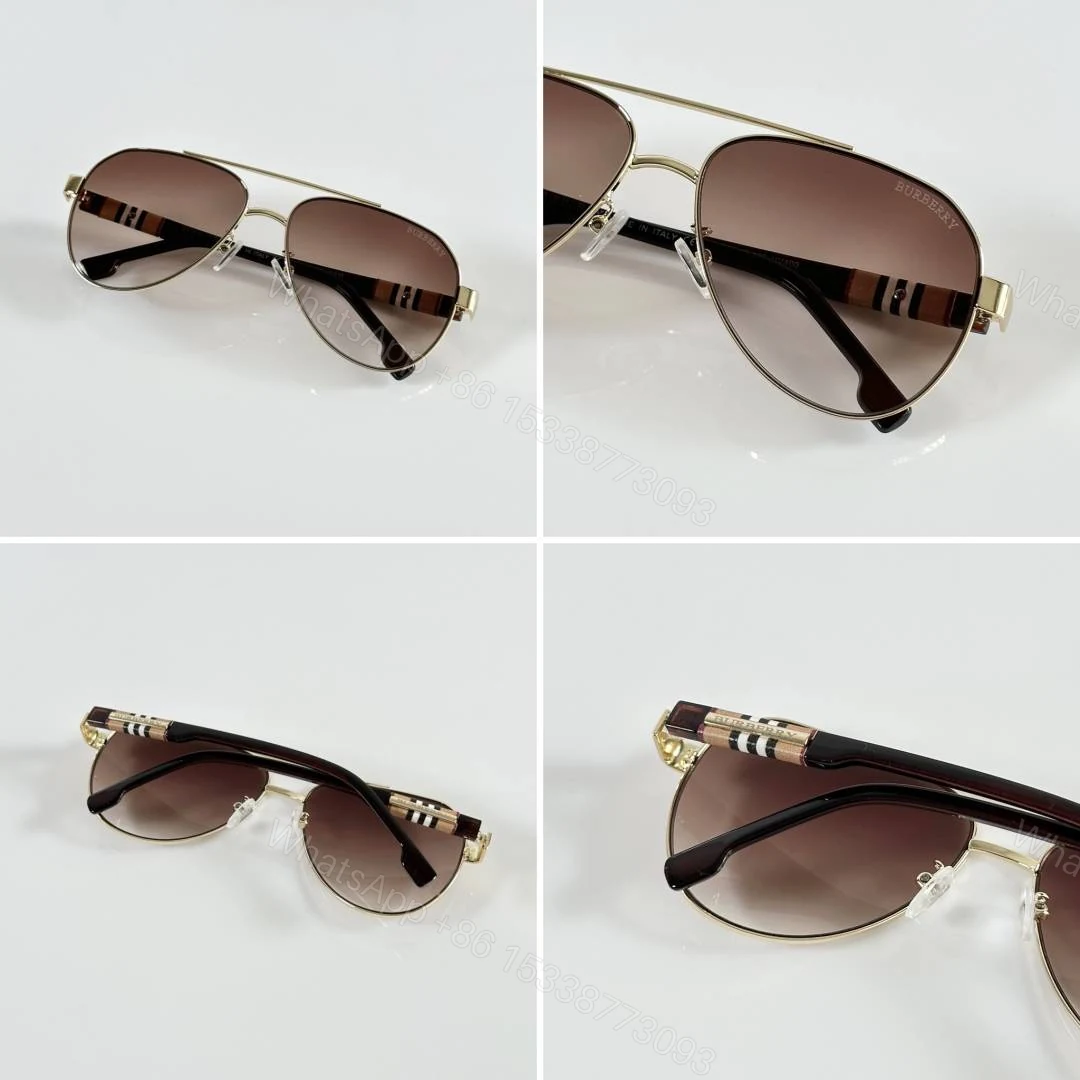 View 2 of First Copy Burberry 2301 Gold Brown Sunglasses