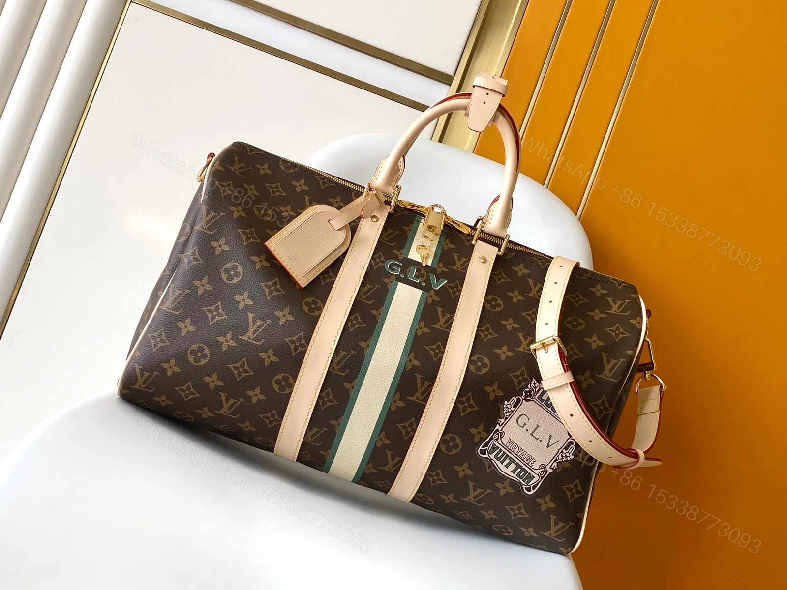 LV 高仿綠色Speedy 25手袋 M14077限量老花刺繡款 — view 1