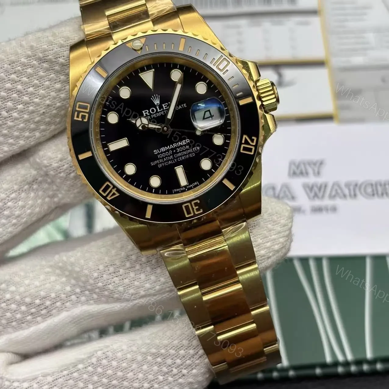 View 2 of Replica Rolex Submariner Gold/Black