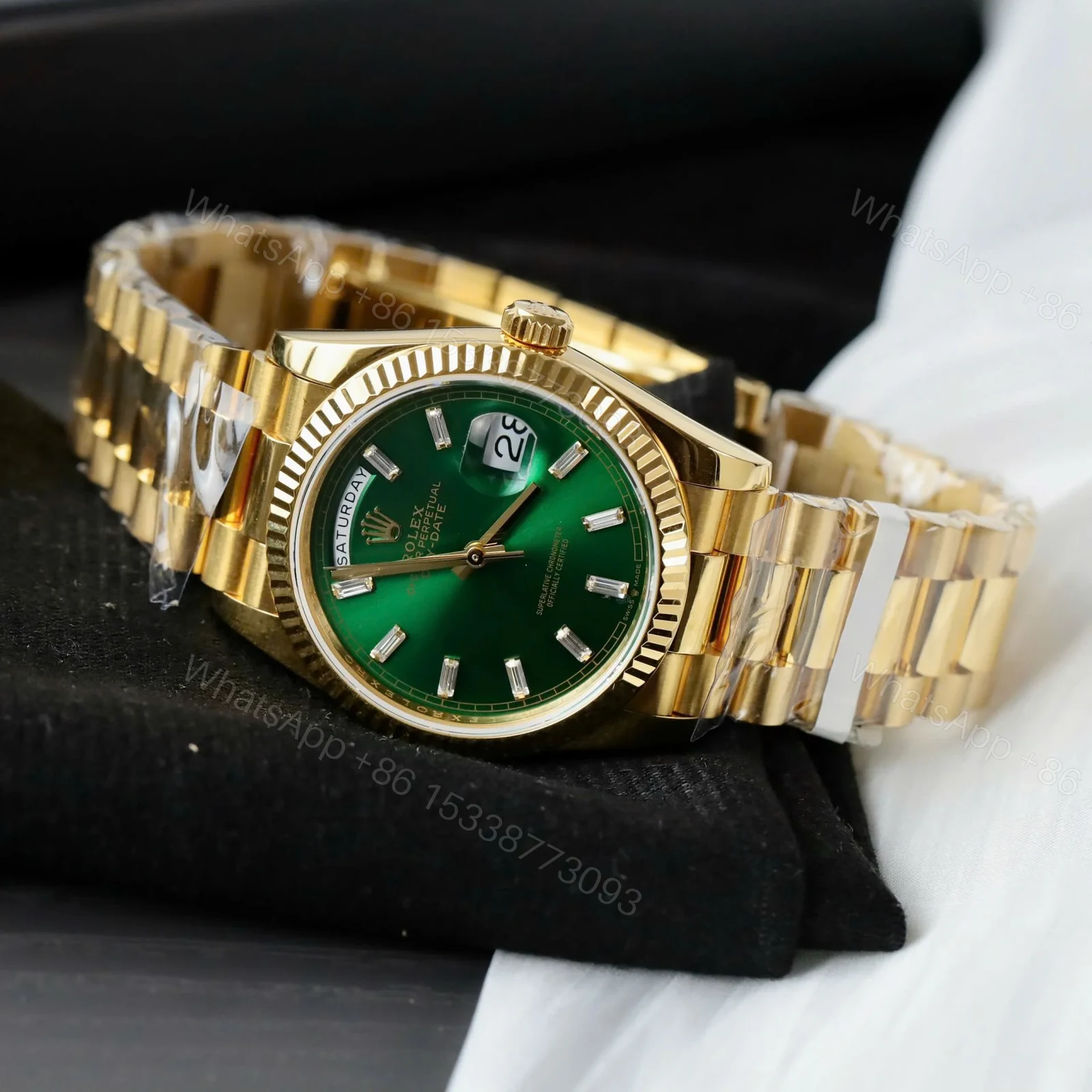 View 3 of Replica Rolex Day-Date II Green Dial 128238 36 mm