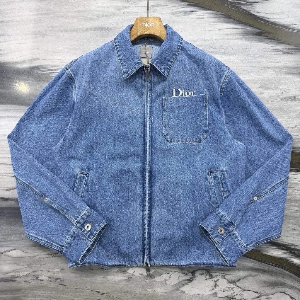 View 5 of Denim Zip-Front Jacket with Signature Diorsport Pocket