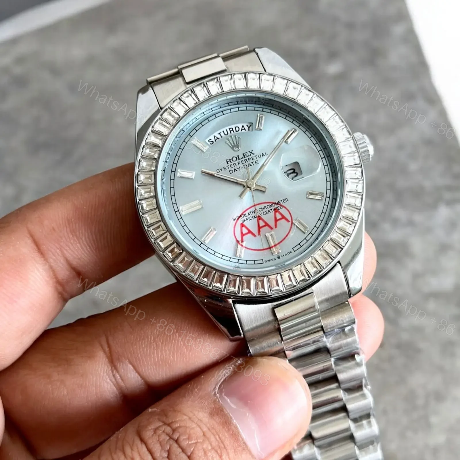View 2 of Rolex Day-Date Platinum – Blue Diamond Dial