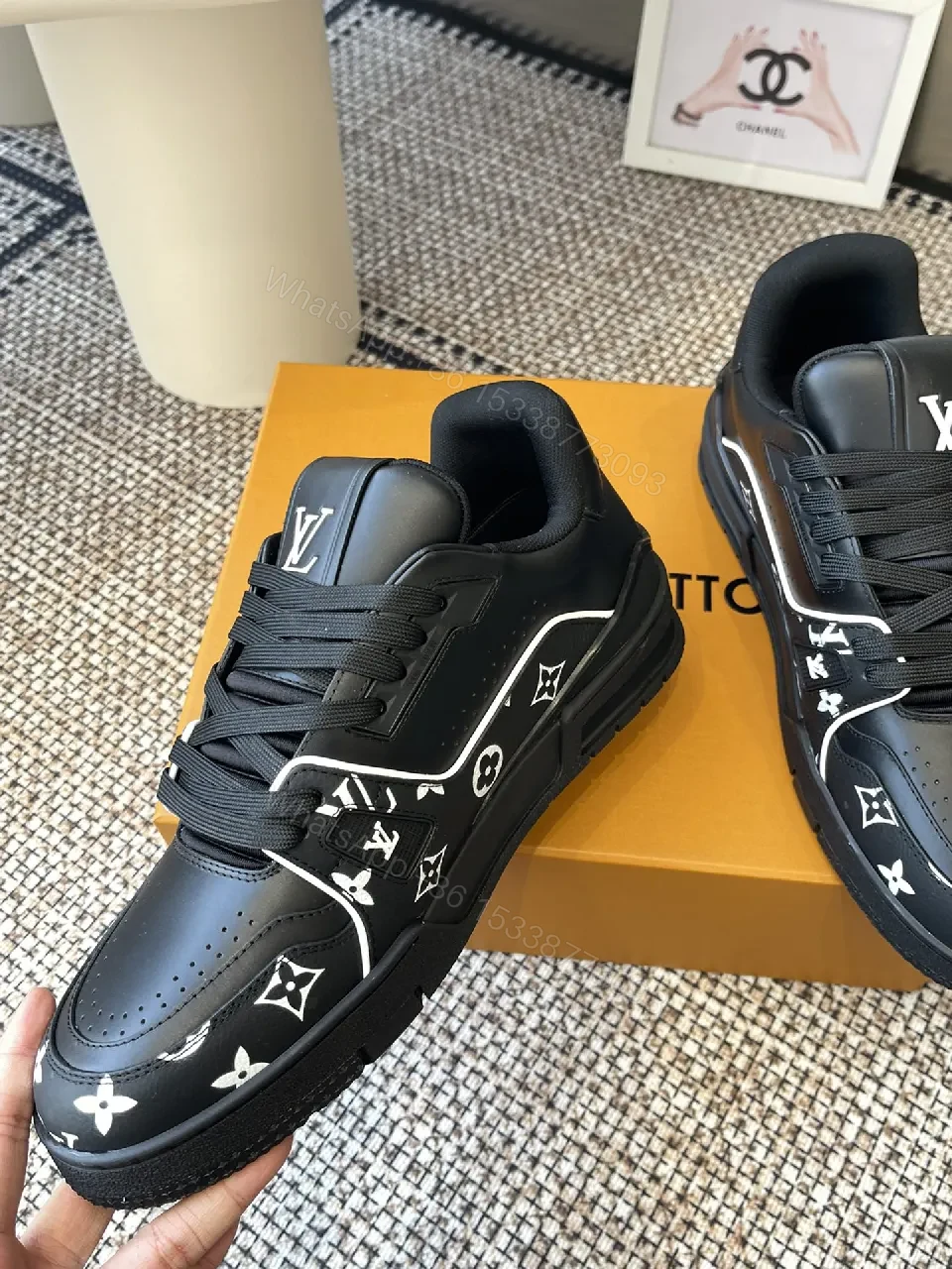 View 9 of Bold Monogram-Accent High-Tops with LV Detailing Sneakers