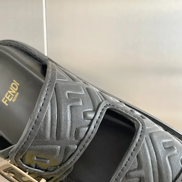 View 8 of Bold Textured Leather Slides with Hardware Detail - Luxury Menâ€TMs Slides