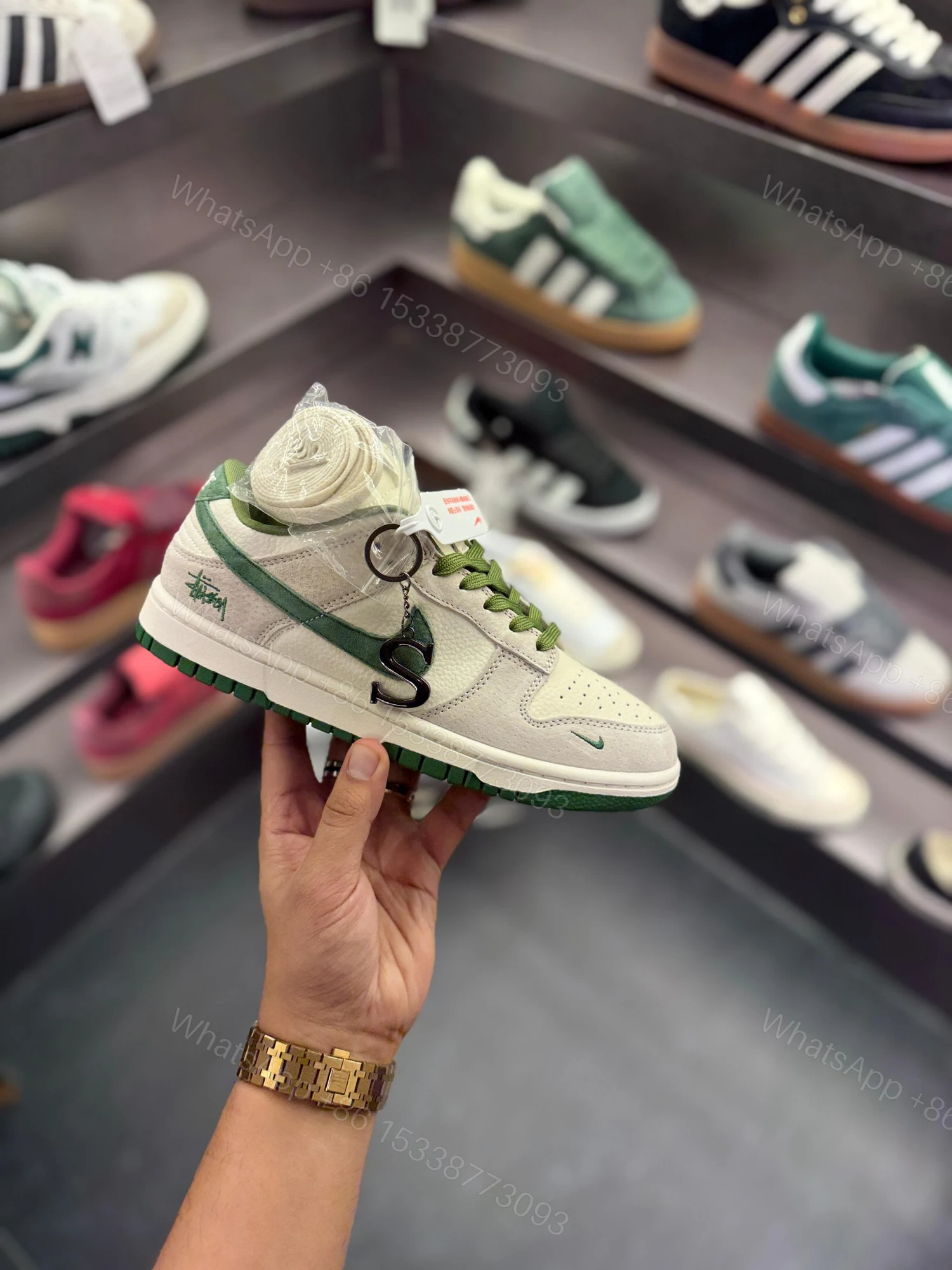 View 3 of FIRST COPY NIKE SB DUNK STUSSY GREEN FOR MEN