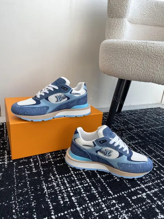 View 5 of Blue Suede-Textured LV-Inspired Sneakers: All-Day Comfort