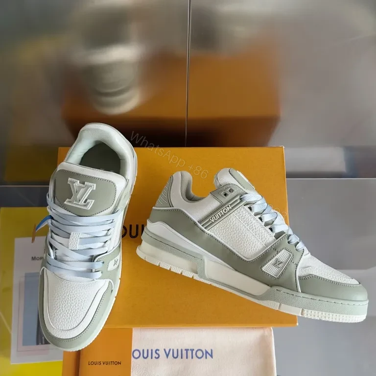 View 4 of Bold LV All-Season Leather Sneakers with Velvet Panels