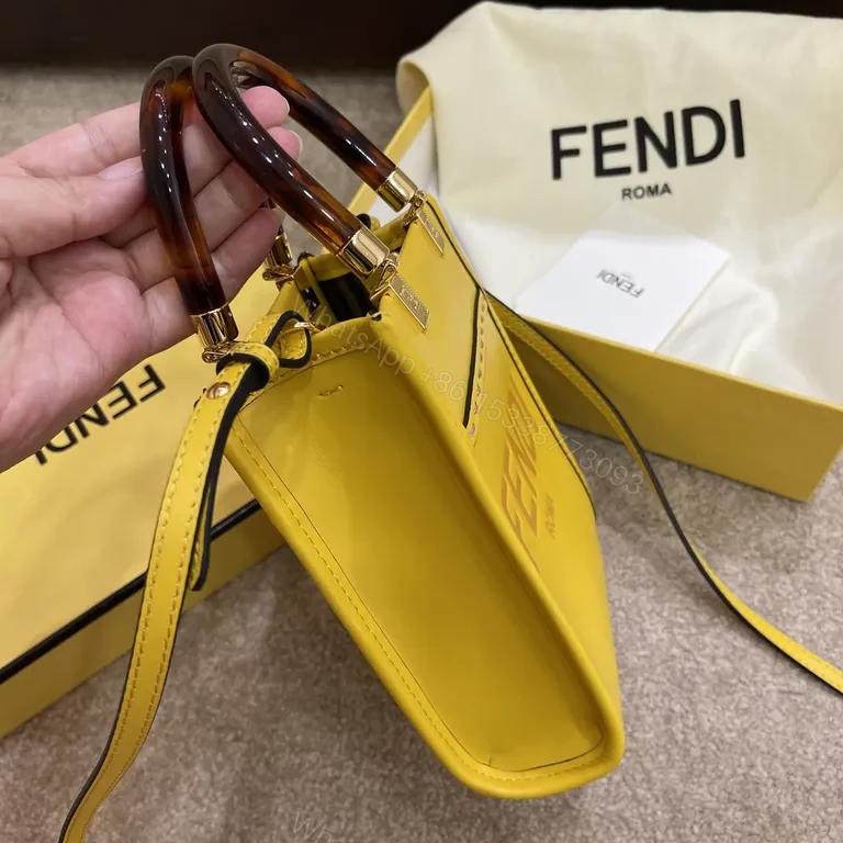 View 8 of Bold Yellow Mini Bag: Lux Gloss Leather, Fendi-Inspired