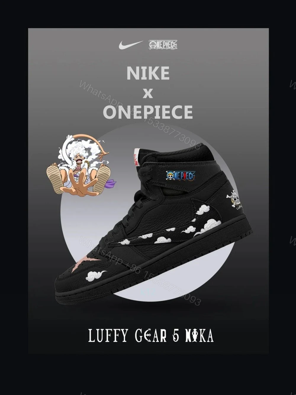 Luffy Gear 5 Nika V.2 Custom TS High Jordan 1 — view 1