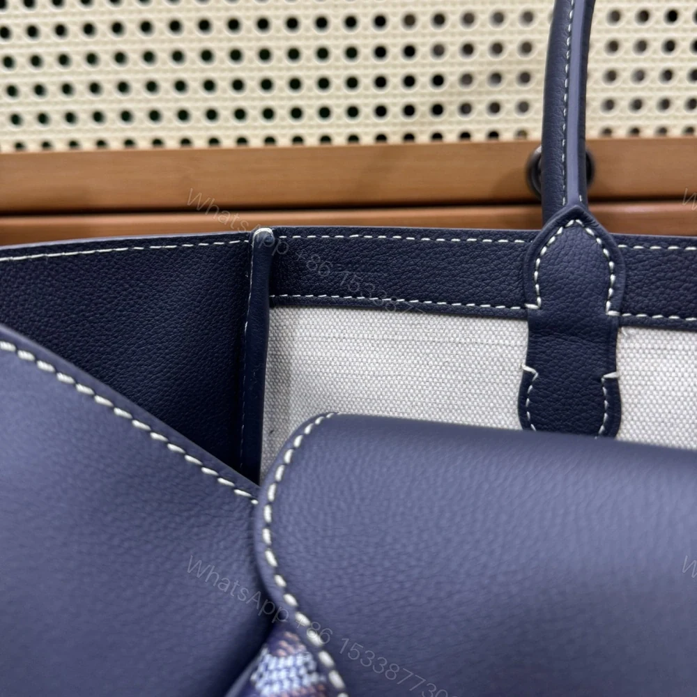 View 9 of 高仿Goyard*SAIGOC8手提托特包雙拼深藍大號免檢版