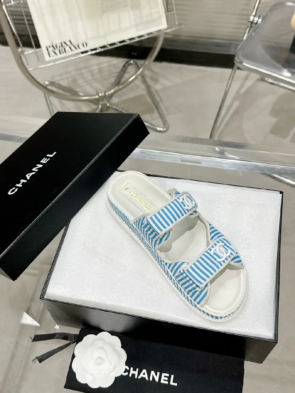 View 5 of Blue Striped Sandals: Casual Luxe Comfort