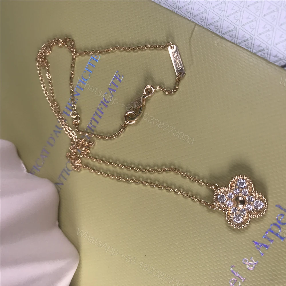 VCA Vintage Alhambra Pendant Necklace Yellow Gold Diamonds — view 1