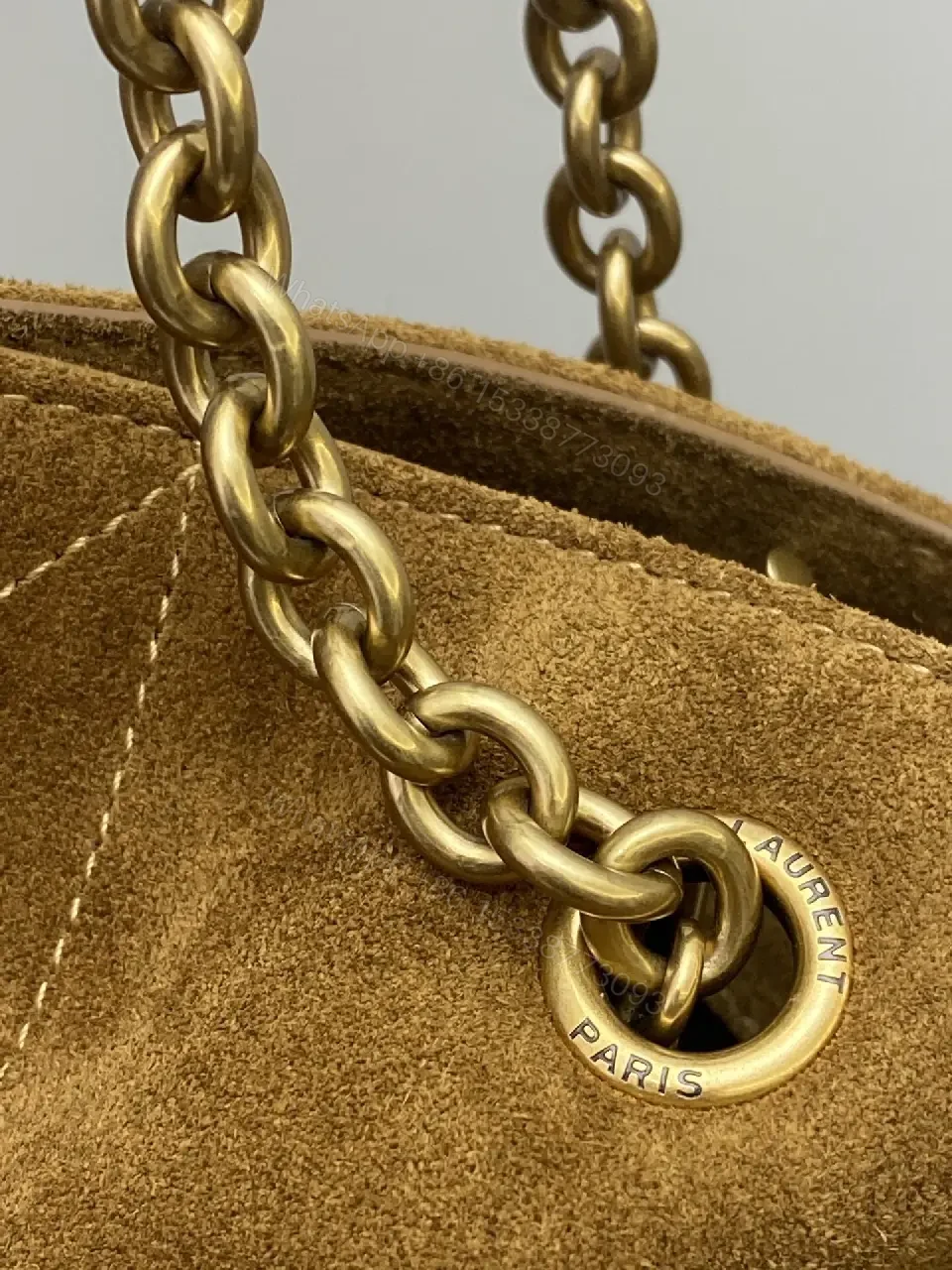 View 7 of Cognac Suede Shoulder Bag with Chain Strap – Luxe Everyday Style