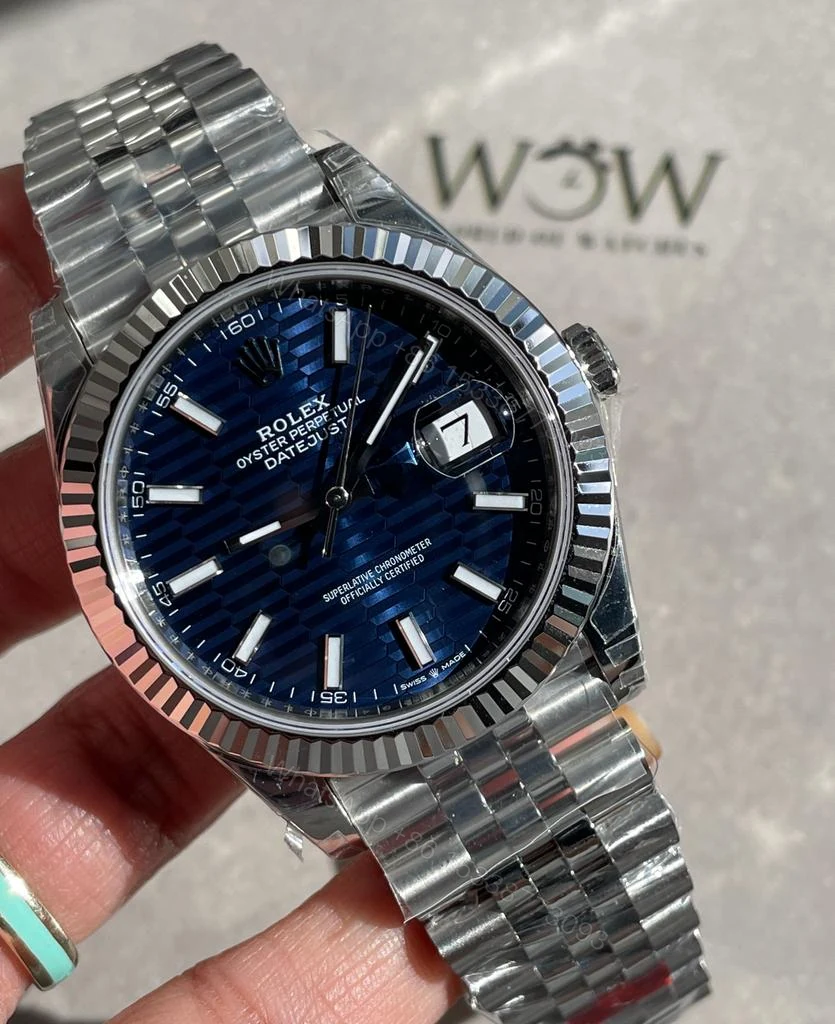 View 2 of VSF Factory 1:1 Rolex Datejust 41mm 126334 904L SS Fluted Bezel Patterned Blue MOTIF Dial VS3235