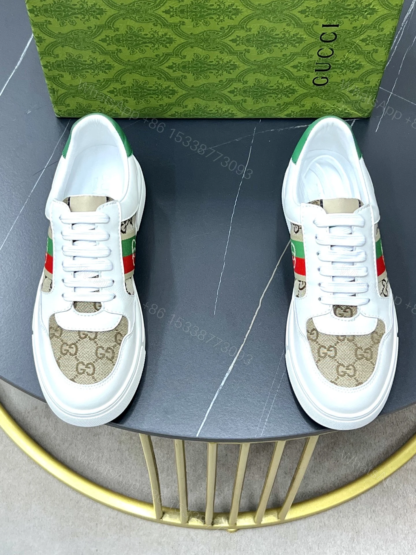 Gucci高仿男士復古小白鞋老花拼接款式時尚經典 — view 1