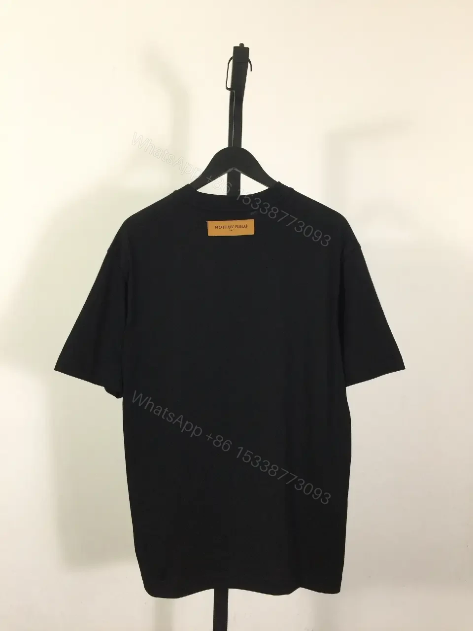 View 2 of Black Cotton Blend Palm Monogram Tee - Elevated Casual Staple