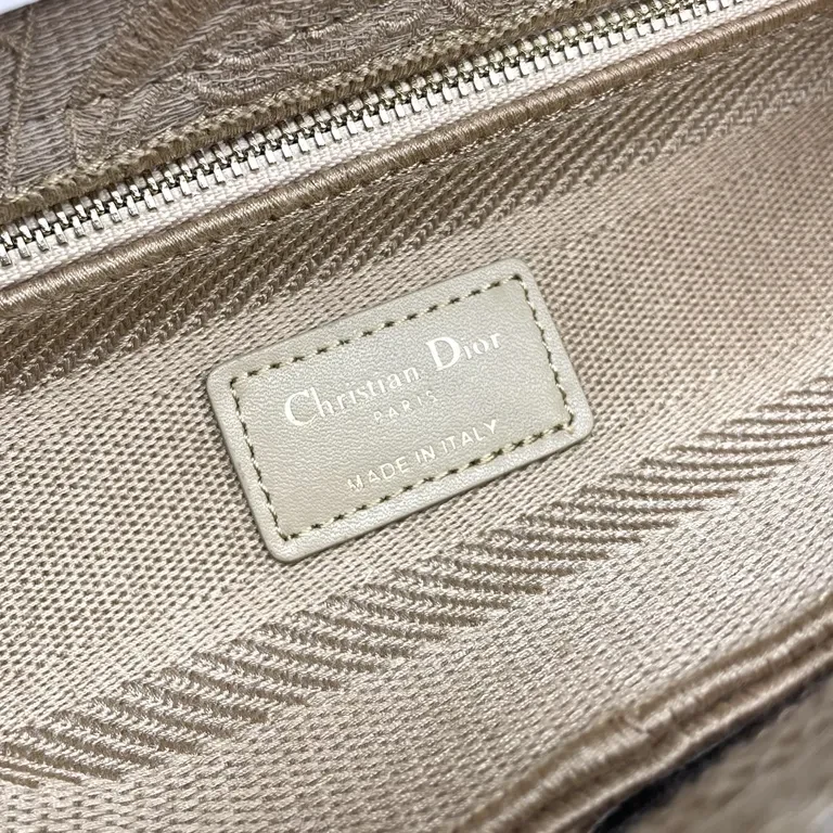 View 3 of Beige Lace-Textured Mini Bag with Monogram, Luxury Chic