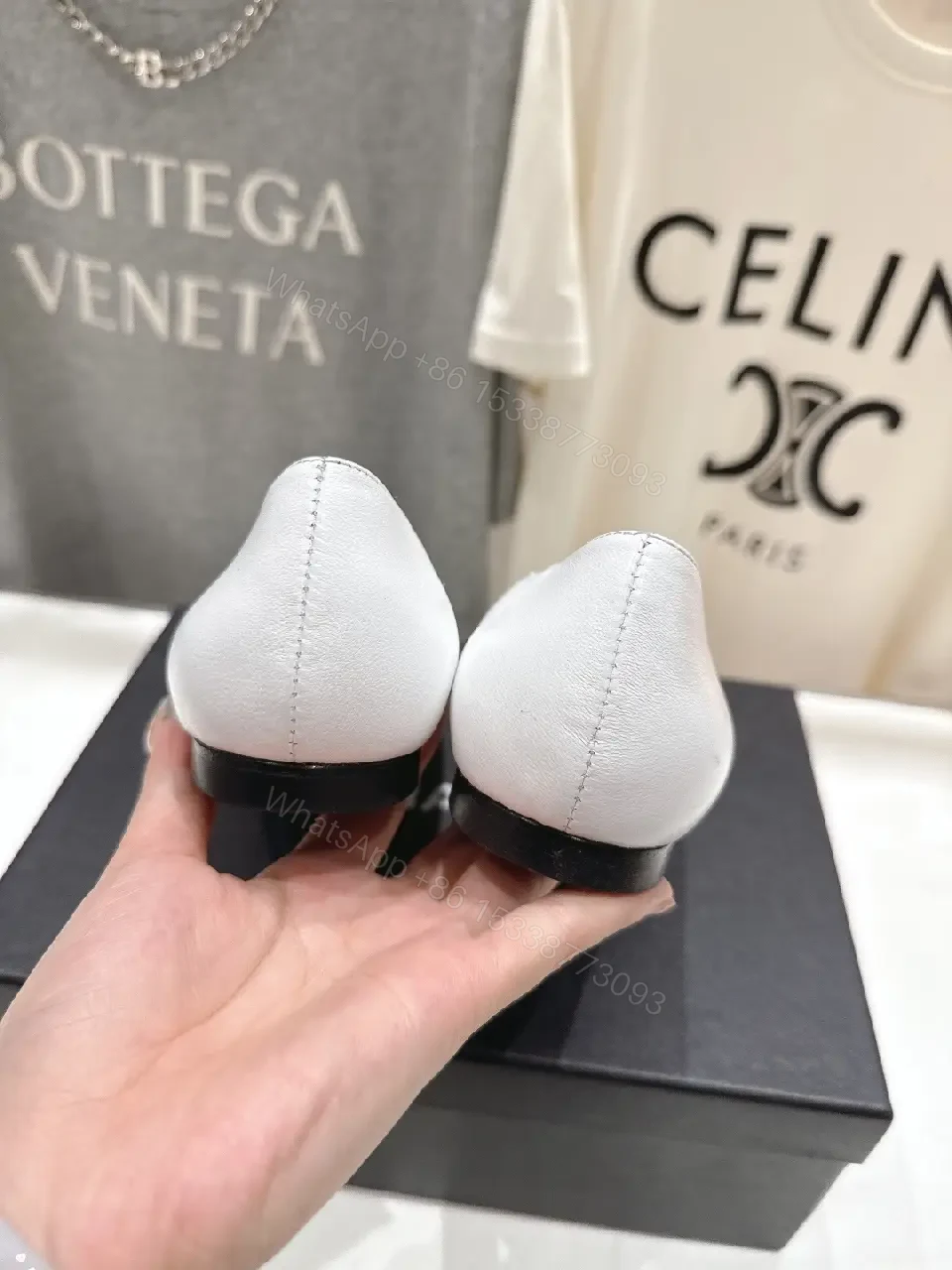 View 3 of White Leather Loafers with Black Trim - Luxe Minimalist Style, Comfortable Slip-On